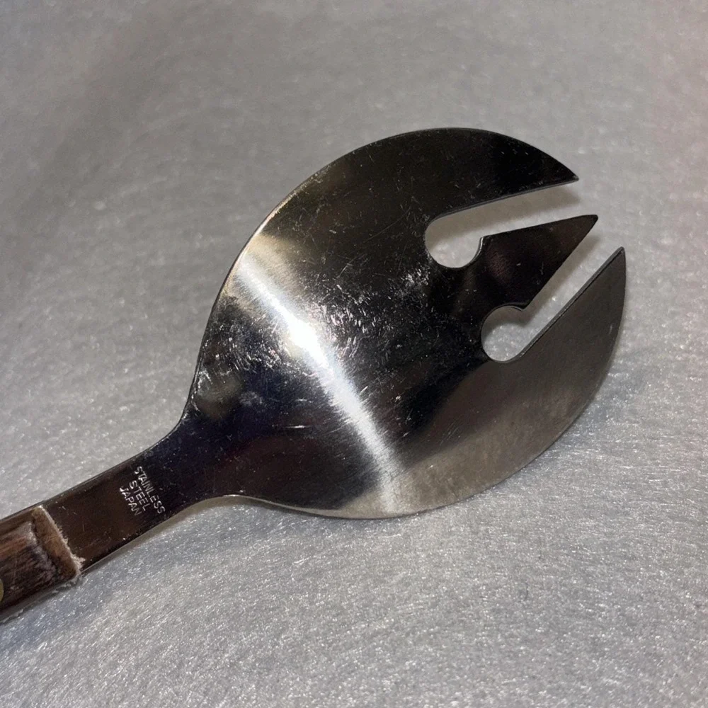 Vintage MCM Salad Serving Fork Extra Long Wood Handle 13 InchStainless Japan